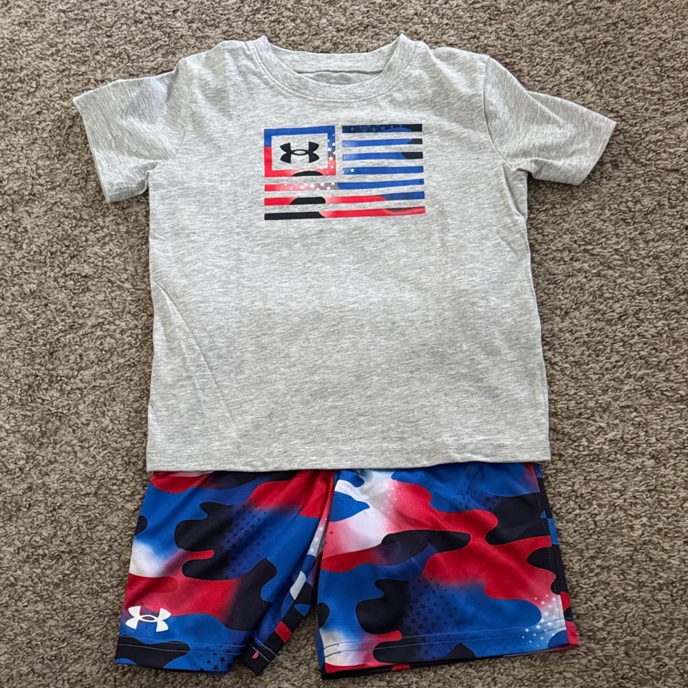 Under Armour Freedom Flag Toddler Boy set EUC-size 4T